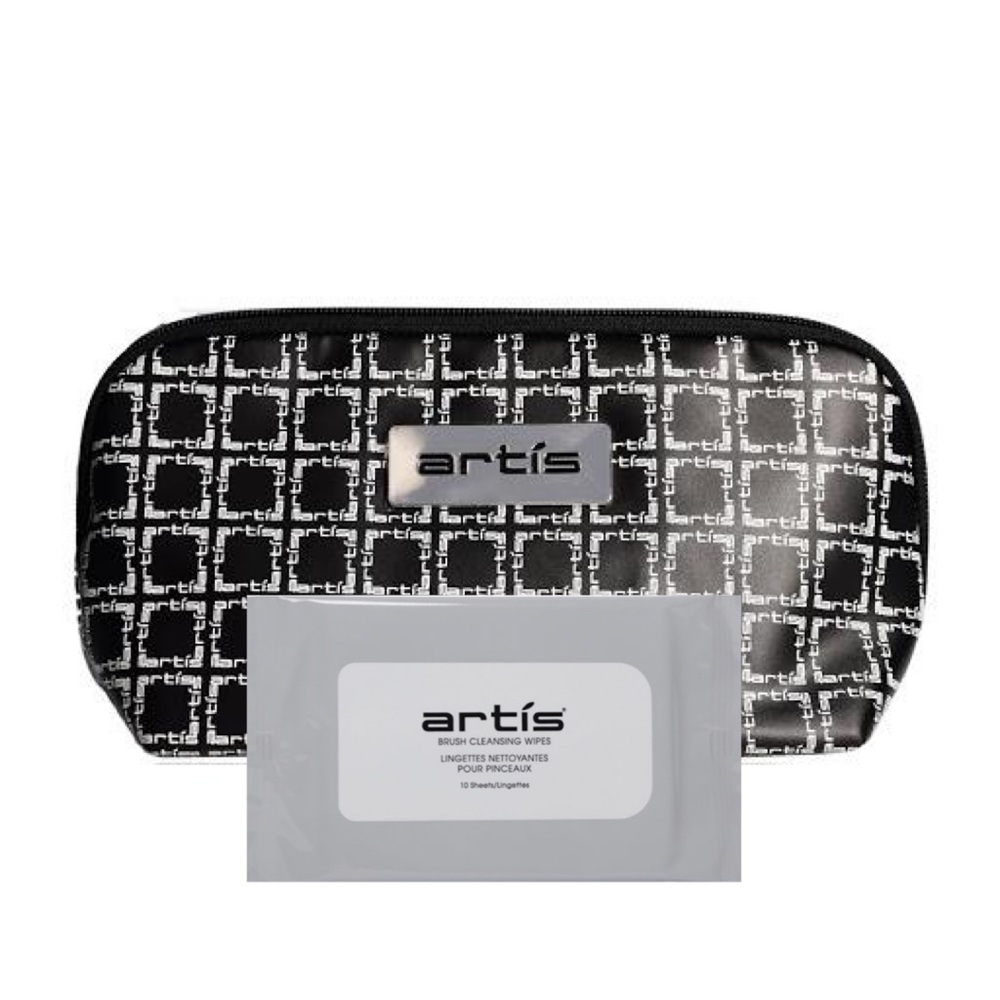 NEW ARTIS ELITE MAKEUP BAG & BRUSH CLEANSING WIPE BUNDLE